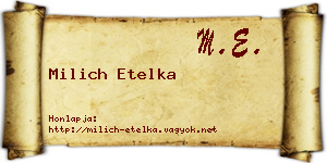 Milich Etelka névjegykártya